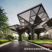 大型不锈钢景观异形廊架廊桥公园小区长廊亭子雕塑